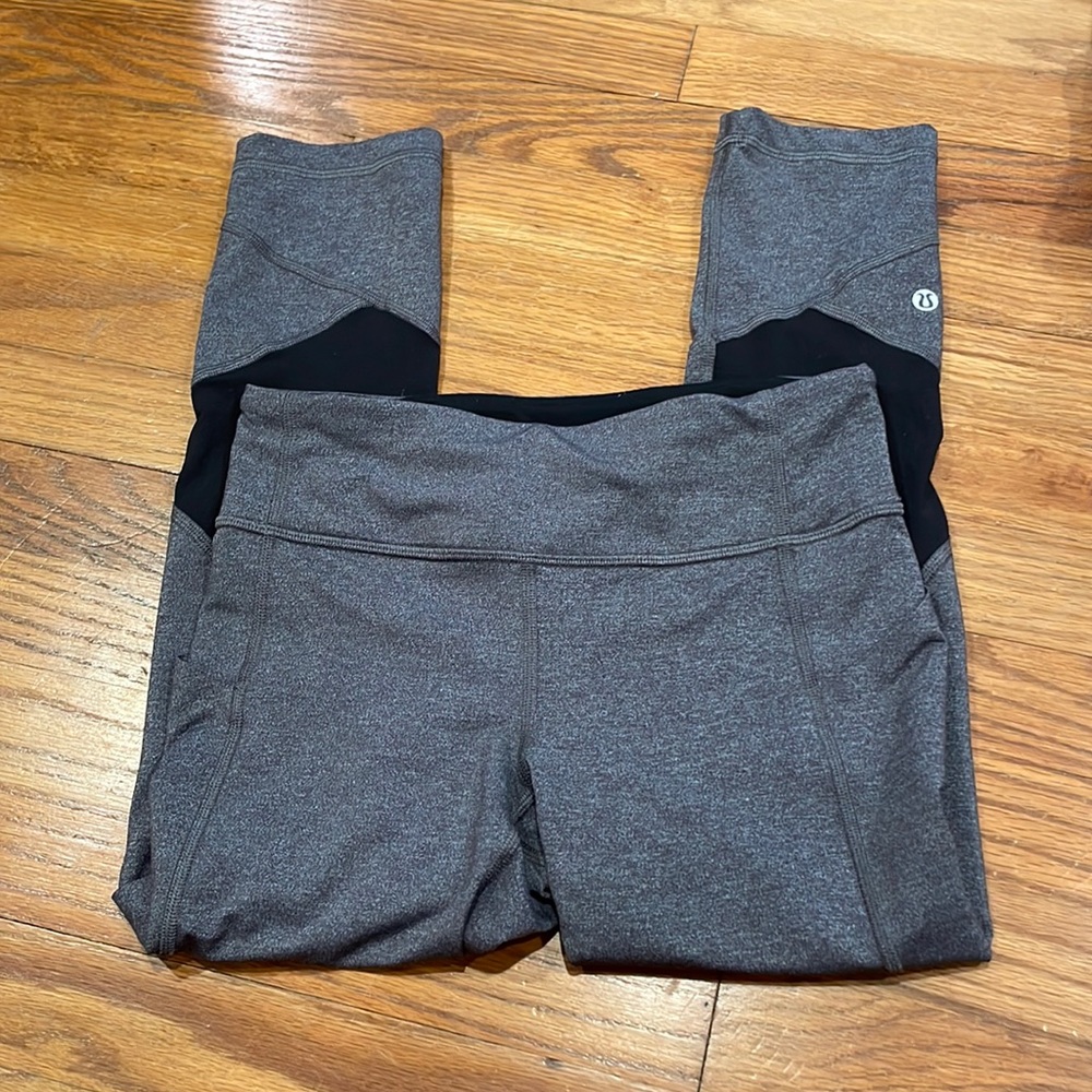 Lululemon leggings - gray with black mesh panels - size 4